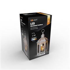 Solight LED vánoční lucerna bílá, 33cm, 3x LED svíčka, 3x AAA