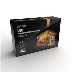 Solight LED dřevěný betlém podsvícený, 26x17cm, 6x LED, 2x AA