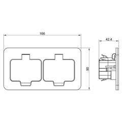 Solight vestavná podlahová dvojzásuvka, IP55, obdélníkové víčko