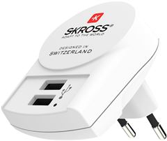 SKROSS USB nabíjecí adaptér EU, 2x USB-A, 12W, typ C