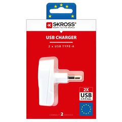 SKROSS USB nabíjecí adaptér EU, 2x USB-A, 12W, typ C