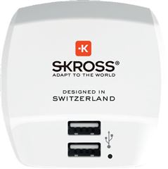 SKROSS USB nabíjecí adaptér UK, 2x USB-A, 12W, typ G