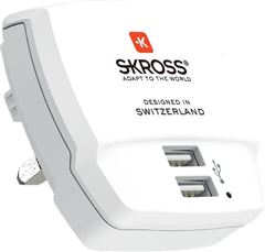 SKROSS USB nabíjecí adaptér UK, 2x USB-A, 12W, typ G