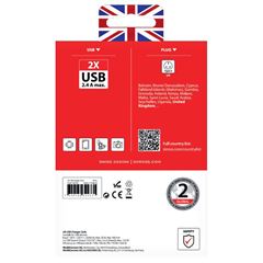 SKROSS USB nabíjecí adaptér UK, 2x USB-A, 12W, typ G