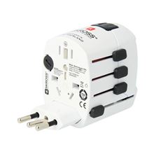 SKROSS cestovní adaptér PRO World & USB, 6,3A max., uzemněný, vč. univerzální USB nabíječky, pro celý svět