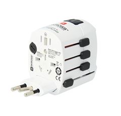 SKROSS cestovní adaptér PRO World & USB, 6,3A max., uzemněný, vč. univerzální USB nabíječky, pro celý svět