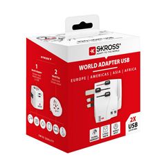 SKROSS cestovní adaptér PRO Light USB World, UK+USA+Austrálie/Čína, 2x USB-A, vč. adaptéru ostatních vidlic