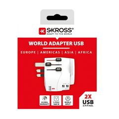 SKROSS cestovní adaptér PRO Light USB World, UK+USA+Austrálie/Čína, 2x USB-A, vč. adaptéru ostatních vidlic