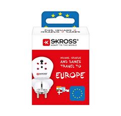 SKROSS cestovní adaptér India-Israel-Denmark to Europe pro cizince v ČR, typ E/F