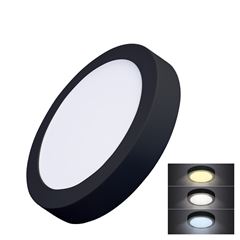 Solight LED mini panel CCT, přisazený, 18W, 1530lm, 3000K, 4000K, 6000K, kulatý, černá barva