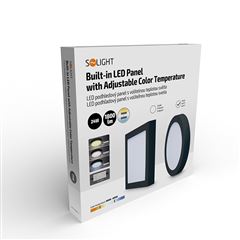 Solight LED mini panel CCT, přisazený, 24W, 1800lm, 3000K, 4000K, 6000K, kulatý, černá barva