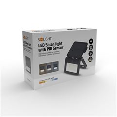 Solight LED solární reflektor se senzorem, 6W, 660lm, 3CCT, Li-Ion, černá