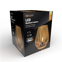 Solight bambusová lucerna s LED žárovkou, teplá bílá, 2x AA, 20cm