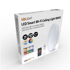 Solight LED smart stropní světlo Wave, 30W, 2300lm, wifi, RGB + CCT, dálkové ovládání