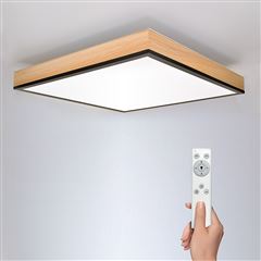 Solight LED stropní osvětlení s dálkovým ovládáním, čtvercové, dekor dřeva, 3000lm, 40W, 45x45cm