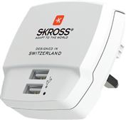 SKROSS USB nabíjecí adaptér UK, 2x USB-A, 12W, typ G