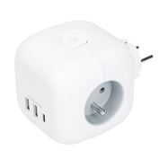 Solight adaptor cube, 3x 16A + USB A+C, white, on-off switch